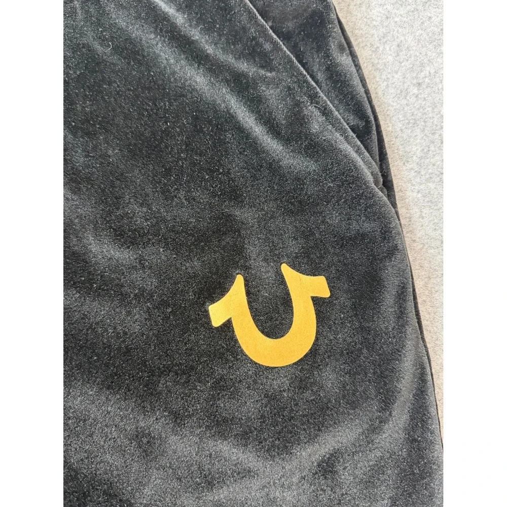 True Religion Calli TR Jogger Men Medium Black Great Condition Velvet Gold Logo